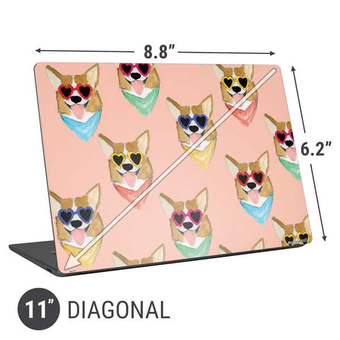 Bouffants and Broken Hearts Corgi Love Universal Laptop 11in (8.8 x 6.2in) Skin